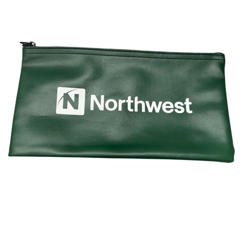 Northwest Bank Green Zipper Money Bag